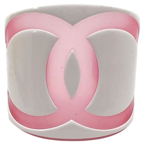 Vintage Chanel Pink Cut Out Oversize CC Cuff 2001 